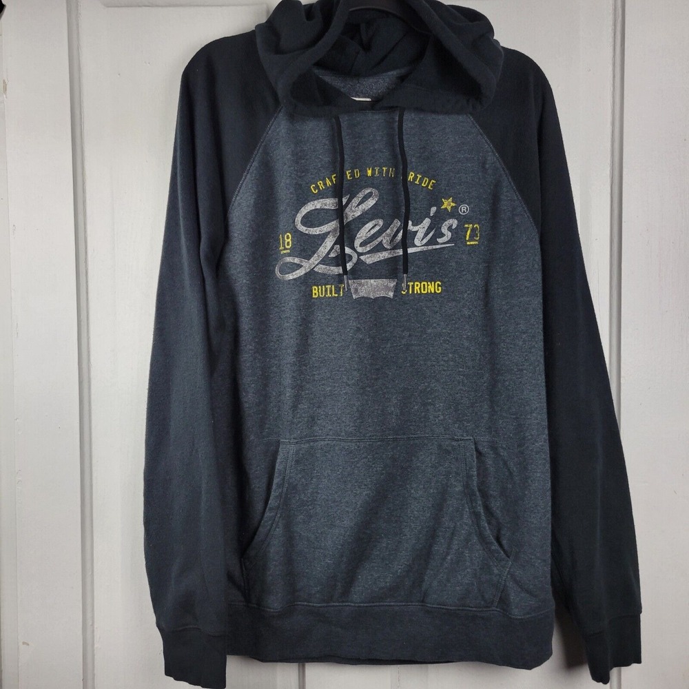 Levi's Levi Mens Pullover Hoodie Sweatshirt Gray Black L Lounge Winter Casual